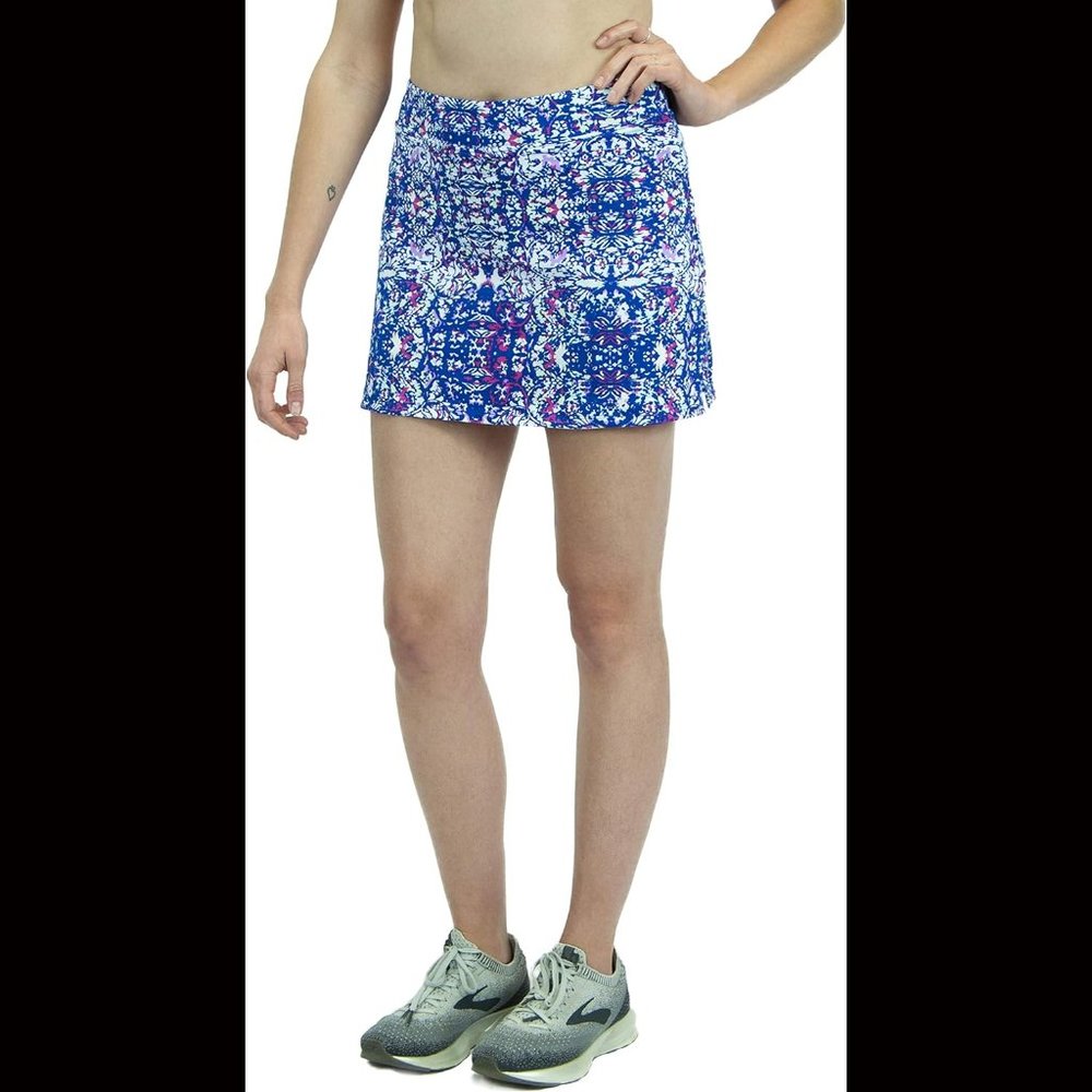 Tranquility by Colorado Clothing Blue Floral Print Mini Skort